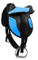 Preview: Kindersattel für Shettlandpony, extra leicht, Sattelkissen verstellbar, Handgriff zum Transportieren, inkl Sattel Steigbügel Steigbügelriemen und Sattelgurt, Farben: blau, rosa, schwarz und lila