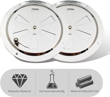 Lüftungsrosette 125 mm Lüftungsblech Kiemenlüfter Edelstahl ARBO-INOX®