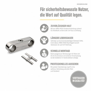 Handlaufverbindung Decksbeschlag Beschlag Edelstahl 25mm