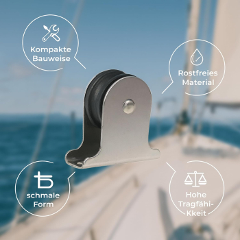 Miniblock Stehblock Edelstahl mit Kunststoffrolle für 6mm Seil ARBO-INOX®