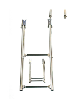 Badeleiter Edelstahl A4 Teleskop klappbar 2 gummierte Stufen