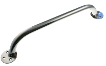 Handlauf aus Edelstahl 400mm,  mit Befestigungsplatten, formschön, lichte Höhe ca. 75mm