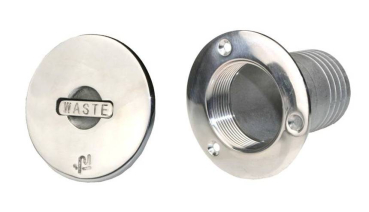 Edelstahl Einfüllstutzen Waste aus Edelstahl V4A, 50mm Schlauchanschluss