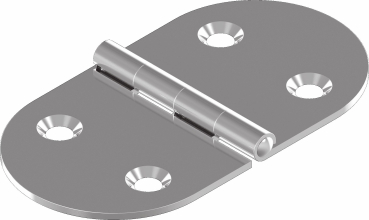 Rounded hinge stainless steel pierced A2 75 x 40mm ARBO-INOX