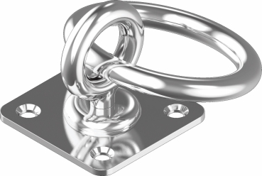Augplatte, Edelstahl, mit Ring, mit Wirbel, 35x35mm