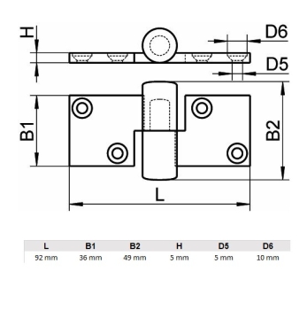 bonnet hinge divisible cast polished stainless steel A4 ARBO-INOX