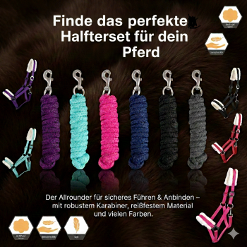 Halfter-Set mit Kunstfell Halfter und Führstrick ARBO-INOX®