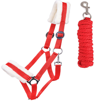 Halfter-Set mit Kunstfell Halfter und Führstrick ARBO-INOX®