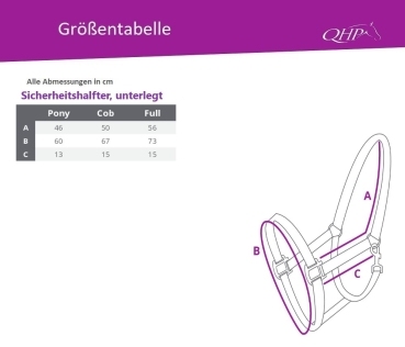 Sicherheitshalfter Größentabelle