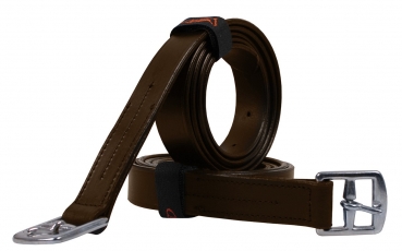 Steigbügelriemen basic aus Leder, braun oder schwarz, Schnallen aus Edelstahl, Längen:  120cm, 135cm und 150cm