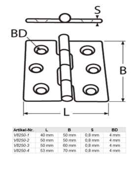 Scharnier Edelstahl A2 rostfrei poliert ARBO-INOX®