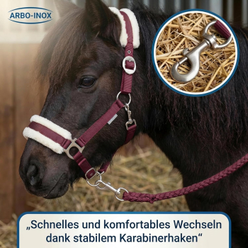 Halfter-Set mit Kunstfell Halfter und Führstrick ARBO-INOX®