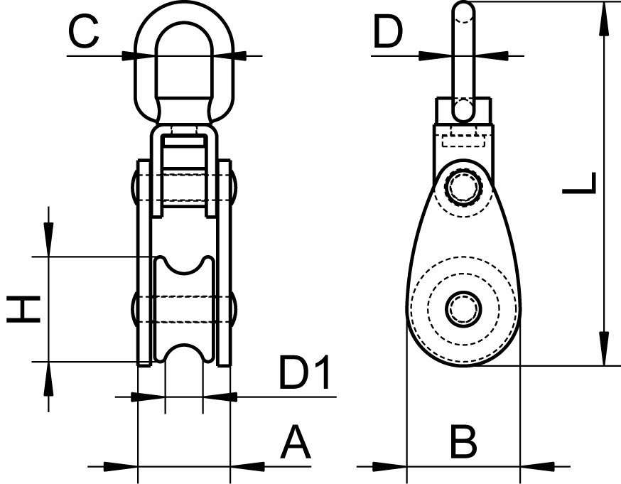 Wirbelschäkel Schäkel für Block 14 mm Edelstahl  ARBO-INOX 