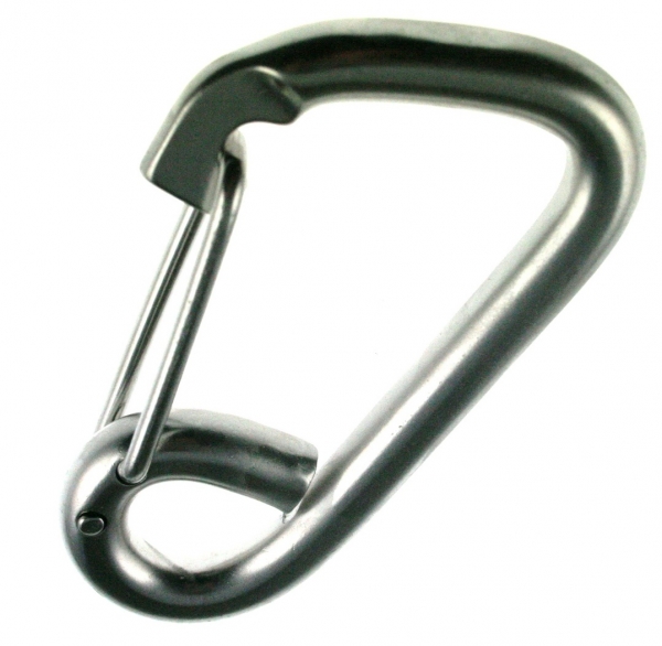 Karabiner mit Sicherungsbügel Edelstahl