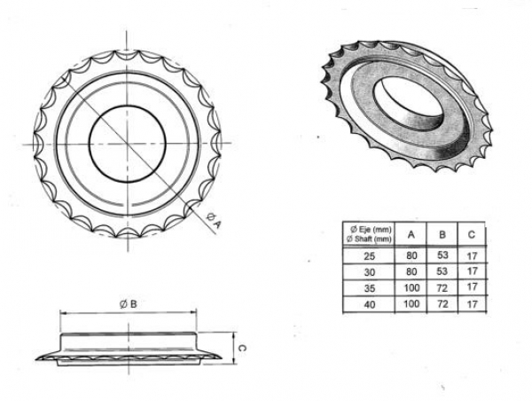 Rope cutter drive shaft Ø 25mm