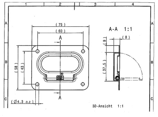 Bodenheber Einlassgriff Lukenheber Edelstahl 75x58mm ARBO-INOX®