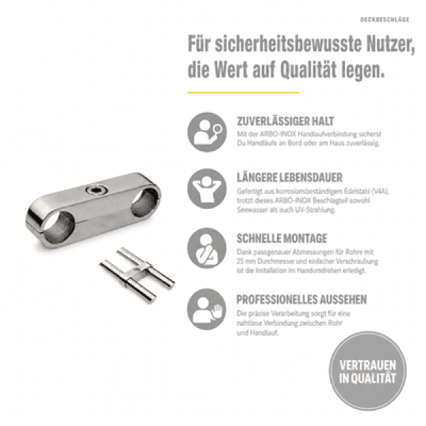 Handlaufverbindung Decksbeschlag Beschlag Edelstahl 25mm