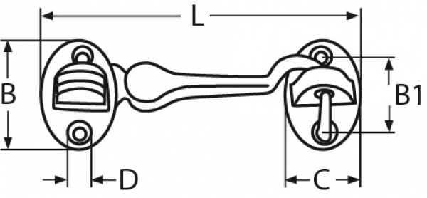 Kabinenhaken mit Gelenk Zeichnung
