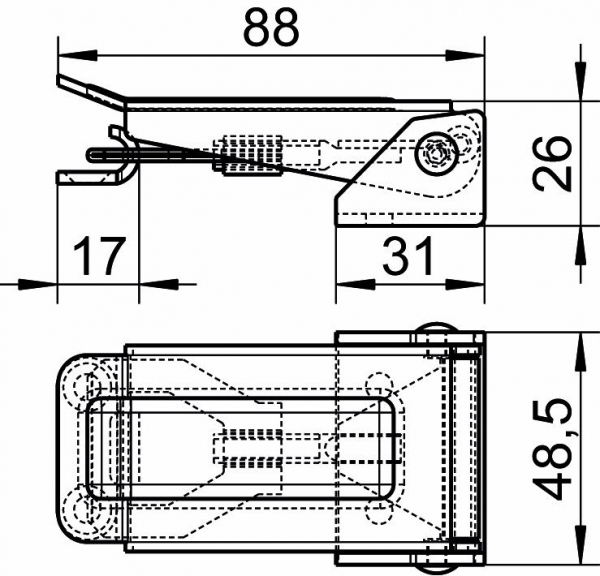 Hebelverschluss Spannverschluss Riegel Edelstahl in verschiedenen Grössen Spannbereich 75-95 mm