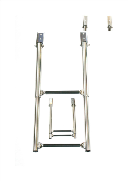 Badeleiter Edelstahl A4 Teleskop klappbar 2 gummierte Stufen