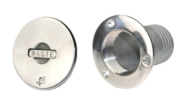 Edelstahl Einfüllstutzen Waste aus Edelstahl V4A, 50mm Schlauchanschluss