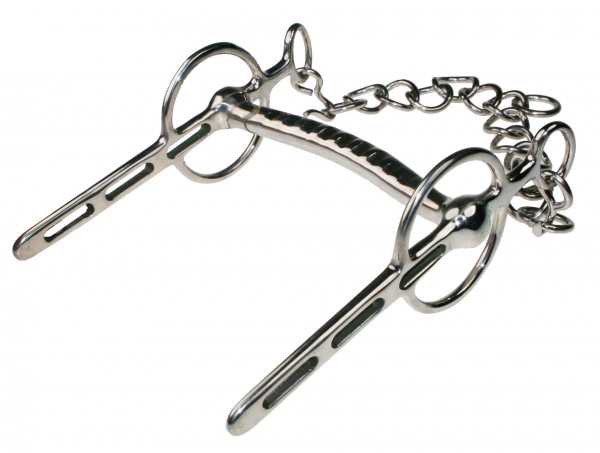 Liverpool Kandare, Edelstahl, feste Seitenteile, inkl. Kinnkette, 12,5cm