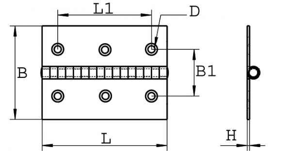 Scharnier Edelstahl A2 gestanzt 60 x 40 ARBO-INOX
