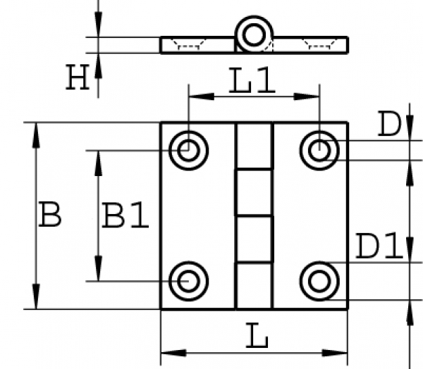 Scharnier Edelstahl A2 gestanzt 30 x 25 ARBO-INOX