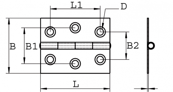 Scharnier Edelstahl A2 gestanzt 60 x 50 ARBO-INOX