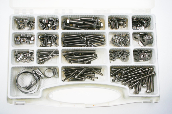 Screw and Nut set suitcase stainless steel AISI 316 A4 600 pieces ARBO-INOX