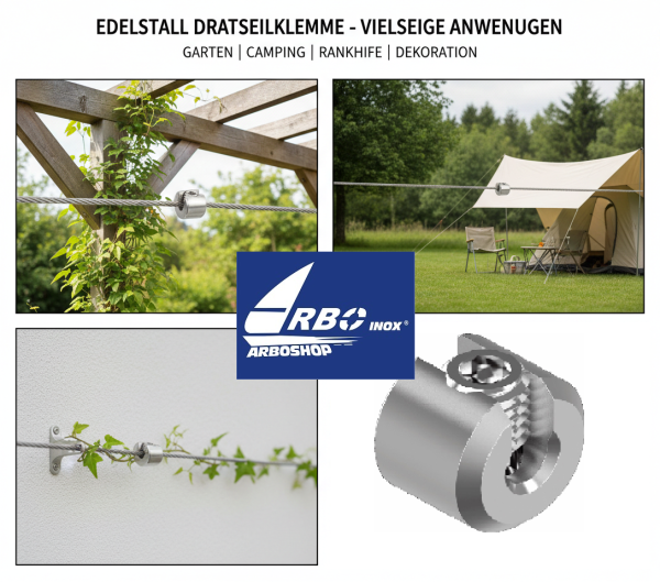 Seilstopper Drahtseil Klemme Drahtklemme Drahtseil Edelstahl VA4 ARBO-INOX