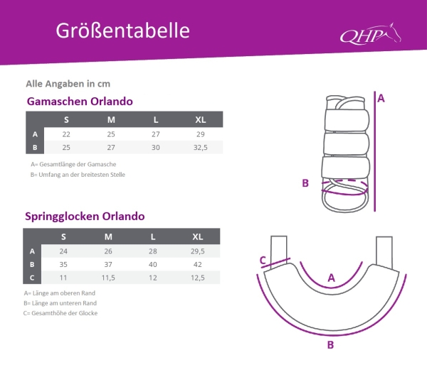 Größentabelle Gamasche