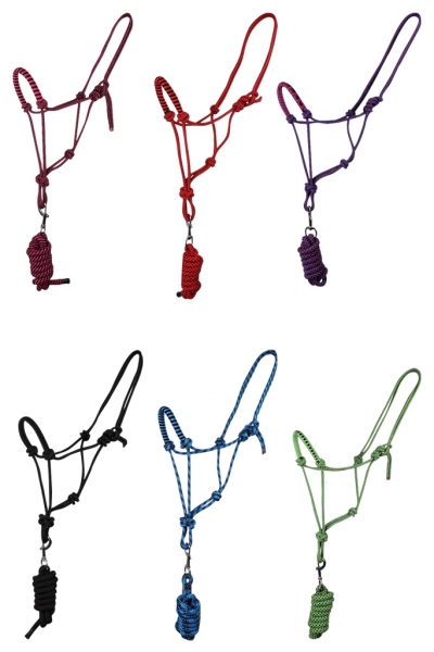 Knotenhalfter-Set Knotenhalfter Halfter mit Anbindestrick QHP 3 Größen 6 Farben
