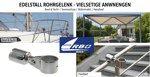 Bimini Montageset Endkappe und Schlitten Edelstahl A4 19mm bis 30mm ARBO-INOX®