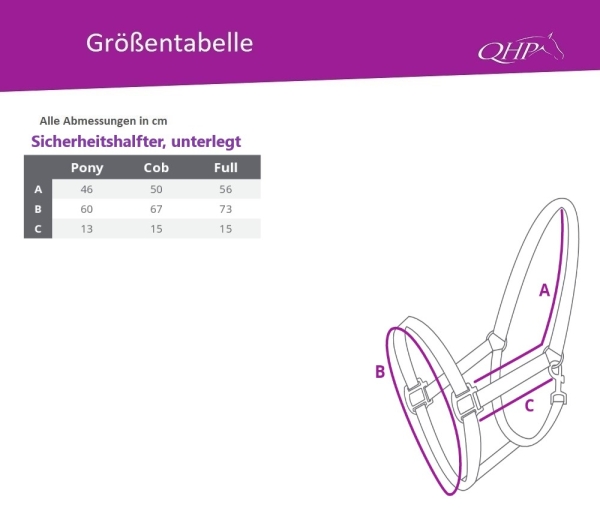 Sicherheitshalfter Größentabelle