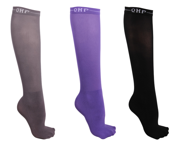 Kniestrümpf-Set grau,  lila, schwarz