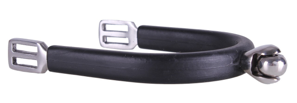 Radsporen aus Edelstahl mit horizontalem Rad, Sporenschutz aus Kautschuk, inkl. Nylon Sporenriemen, Dornlänge 20mm