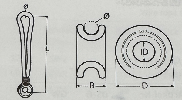Low Friction Rundkausche  mit Dyna one Tauwerk für  6-12 mm