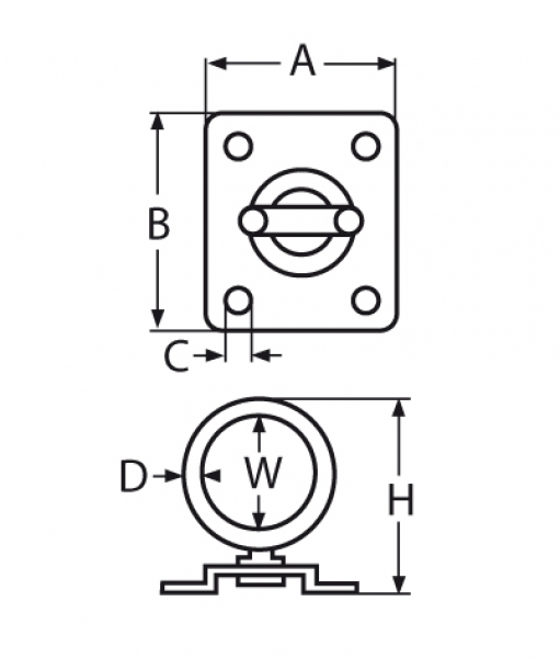 Augplatte Wirbel Ring Mastplatte Decksplatte Edelstahl A2 ARBO-INOX®