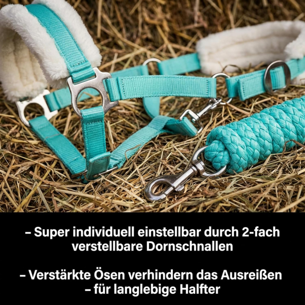 Halfter-Set mit Kunstfell Halfter und Führstrick ARBO-INOX®