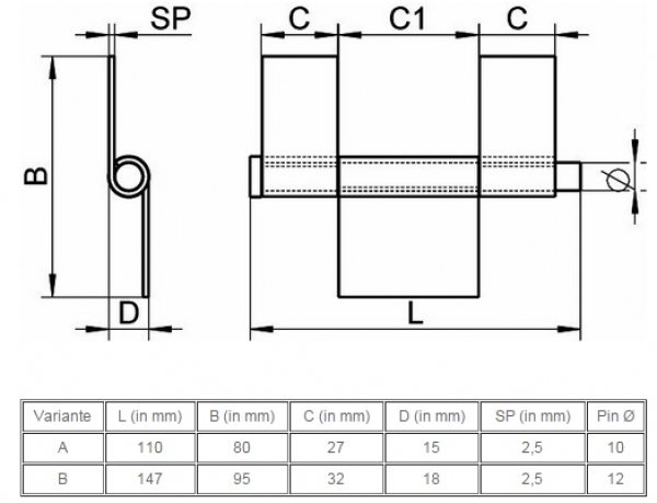 Anschweissband Anschweissscharnier mit 3 Flügeln Edelstahl A2 ARBO-INOX