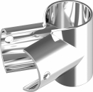 Pipe-clamp T-connection 90° pierced stainless steel AISI 316 A4 for tube 22mm
